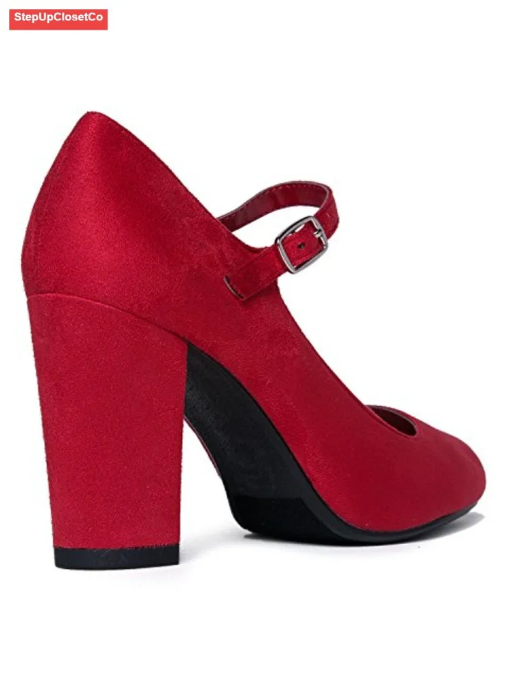 Round Toe Chunky High Heel Mary Jane Pumps Block Heel Women's Shoes